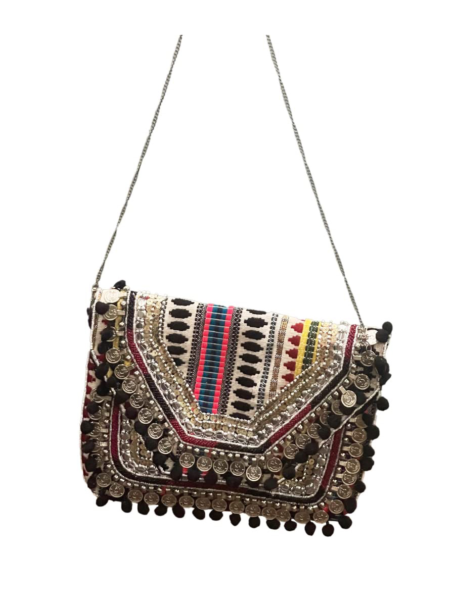 Colorful boho bag, handmade embellished bag, unique gift for her