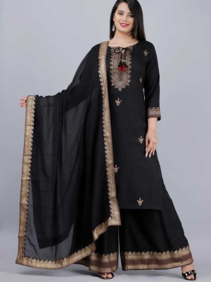 Black Pakistani Readymade Salwar Kameez Set Indian Designer Palazzo Kurta Suit Set Top