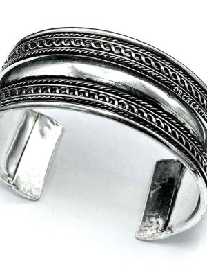 Women Silver Plated Oxidized Bracelet Cuff Antique Bangle German Silver - 1 PC