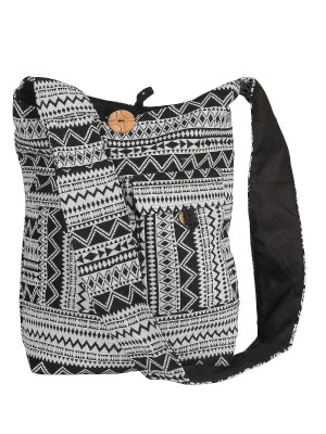 Black & White Bohemian Large Hobo Crossbody Sling Shoulder Bag Messenger Bag