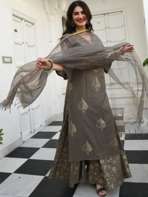 Dark Green Pakistani Readymade Indian Salwar Kameez Set Designer Sharara Kurta Suit Set Top