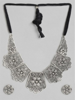 Indian Silver Necklace Earring Choker Oxidized Ethnic Costume Statement Jewelry