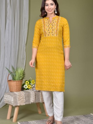 Mustard Plus Size Kurti Pant Set Casual Straight Indian Salwar Kameez