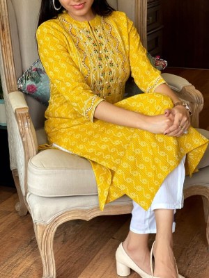 Mustard Plus Size Kurti Pant Set Casual Straight Indian Salwar Kameez