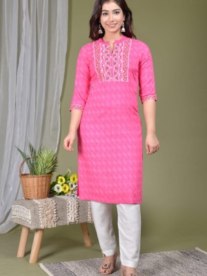 Pink Kurti Pant Set Casual Straight Salwar Kameez