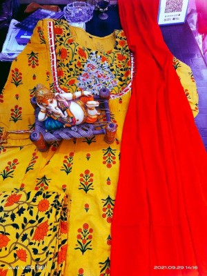 Heavy Yellow Kurta Kurti Designer Pant Dupatta Anarkali Dress Ethnic Salwar Suit