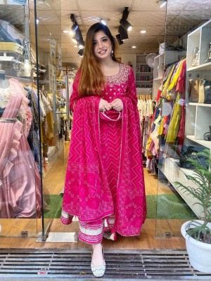 Pink Indian Pakistani Cotton Anarkali Kurti Pant Dupatta Flared Designer Embroidered Salwar Kameez Dress