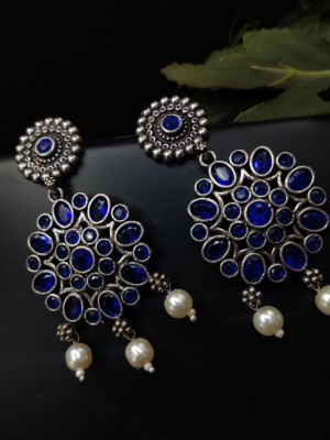 Blue Ethnic Indian Pakistani Women Earrings Oxidized Silver Fashion Jewelry Earring