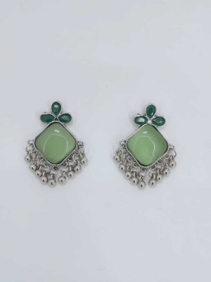 Ethnic Stone Stud Drop Earrings Women Oxidized Silver Fashion Jewelry Earring