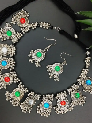 Multicolor Choker Necklace Earring Set Indian Fashion Jewellery