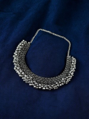 Retro Stylish Heavy Handmade Traditional Indian Silver Oxidized Choker Ghunghroo Necklace