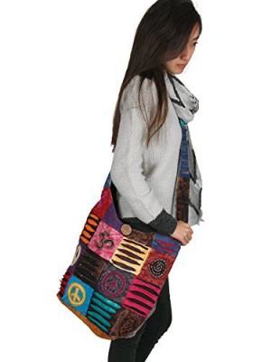 Multicolored Bohemian Unisex Messenger Shoulder Bag Stylish Crossbody Hippie Design