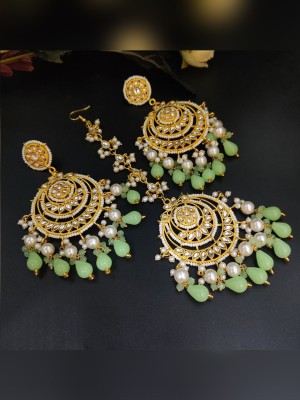 Designer Chandbali Gold Plated Bridal Earring Mang Tikka Combo Bollywood Style Jewellery Set 