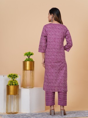 Preety Purple Cotton Kurti Pant Tie Dye Dupatta Shalwar Kameez Hand work Suit