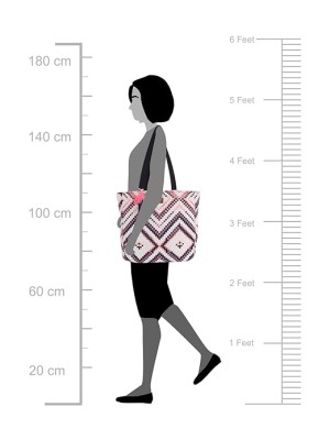 Aztec Multi Shopper Bag Jacquard Fabric Hand Bag Tote Bag for Women with Zip & Tassels
