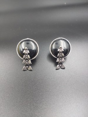 Black Stone Stud Earrings Oxidized Fashion Jewelry Earring