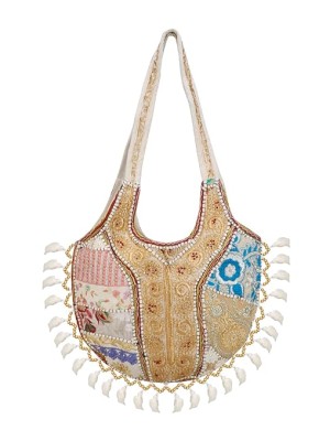 Indian Patchwork Embroiderd Gypsy Banjara Rajasthani Bohemian Art Tote Bag