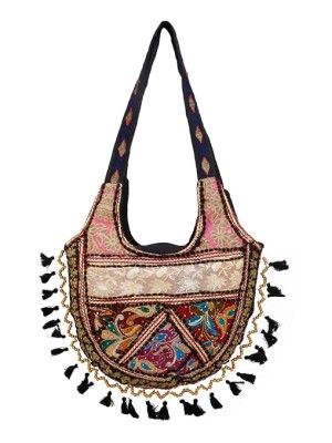Black Multi Indian Bohemian Rajasthani Handwork Art Woman Tote Bag
