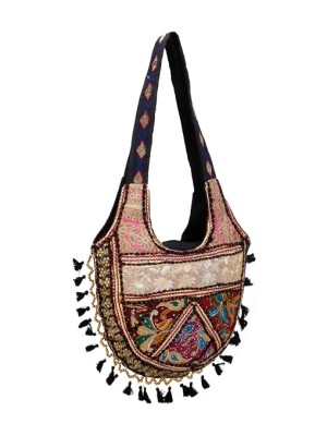 Black Multi Indian Bohemian Rajasthani Handwork Art Woman Tote Bag