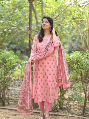 Tapasya Pastel Pink Color Floral Indian Traditional Straight Salwar Kameez Kurti Pant Set for Women