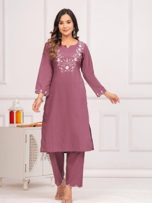 Nagma Pink Embroidered Cotton Kurti pant Co Ord Set Salwar Kameez