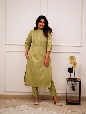 Green Trisha Embroidered Cord Set Kurti Pant Set Indian Salwar Kameez Set