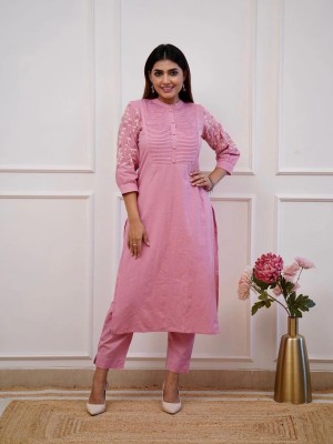 Pink Trisha Embroidered Cord Set Kurti Pant Set Indian Salwar Kameez Set