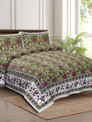 Multi Color Floral Print Cotton Bed Sheet with 2 Pillow Covers - for King Size Bed