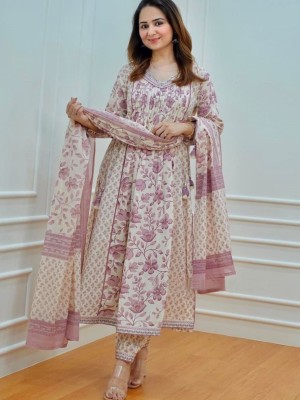 Hinaya Ivory Embroidered Indian Pakistani Aline Salwar Kameez Kurti Pant Set Kurta Set for Women