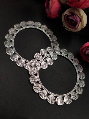 Silver Oxidized Finish Bangles Seashell Design Tribal Jewellery Kada Bangles Set for Women
