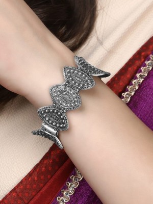 Vintage Oxidised Silver Replica Kada Openable Bracelet Cuff Bangle Tribal Jewellery