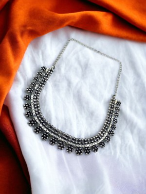 Bohemian Tribal Design Silver Plated Oxidized Necklace Choker Gypsy Jewellery
