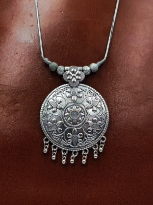 Indian Boho Jewellery Locket Silver Oxidized Necklace Pendant Chain Gift for Girl