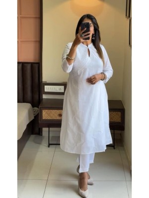 White Embroidered Designer Co Ord Set Salwar Kameez Kurti Pant Set