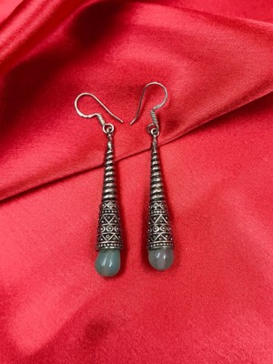 Grey Drop Women Latest Design Earrings Oxidized Silver Fashion Jewelry Earring