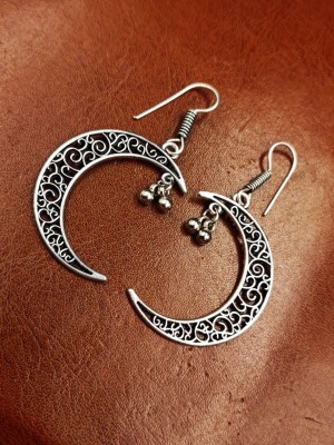 Moon Charm Earring Oxidized Fashion Jewelry Daily Wear Light Weight Hook Earrings