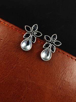 Flower Trendy Stud Earring Oxidized Silver Replica Daily Wear Light Weight Earrings