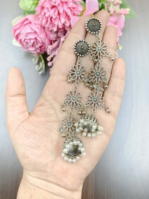 Trendy Long Latkan Jhumka Earring Designer Oxidized Fashion Jewelry Earrings