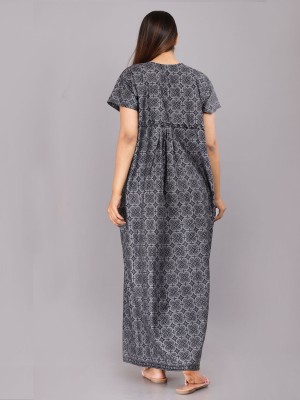 Cotton Night Nighty Gown Dress Comfortable Wear Star Printed Kurti Gown with Two Button