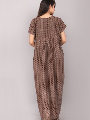 Paisley Print Daily Wear Nighty Gown Cotton Printed Casual Night Dress Kurti Gown with Two Button