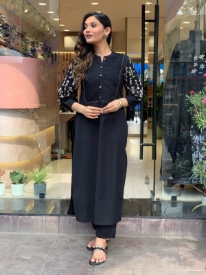 Black Trisha Embroidered Cord Set Kurti Pant Set Indian Salwar Kameez Set