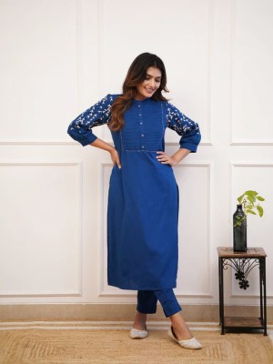 Blue Trisha Embroidered Cord Set Kurti Pant Set Indian Salwar Kameez Set