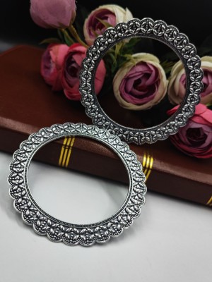 1 Pair of Oxidised Bangle Beautiful Flower Design German Silver Antique Gypsy Fashion Jewellery
