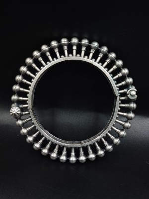 Designer Oxidised Silver Look alike Replica Antique Kada Openable Brass Bracelet Cuff Bangle