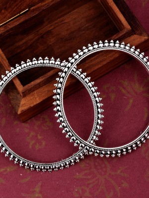 Indian Boho Silver Bangle Pair Oxidized German Silver Women Bracelet Jewelry Gift