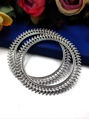 Gypsy Silver Bangle Pair Bird Design Oxidized German Silver Women Bracelet Jewelry for Gift