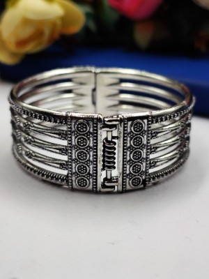 Cuff Bracelet for Women Silver Strand Layered Oxidized Bracelet Antique Bangle