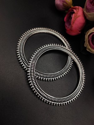Gypsy Silver Bangle Pair Oxidized German Silver Women Bracelet Jewelry for Gift