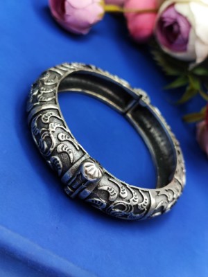 Designer Brass Bracelet Oxidised Antique Openable Gypsy Silver Cuff Kada Bangle