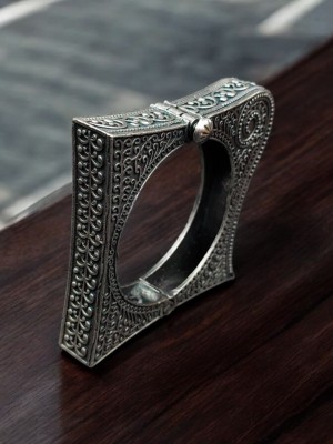 Designer Brass Unique Square Shape Bracelet Oxidised Antique Openable Gypsy Silver Cuff Kada Bangle